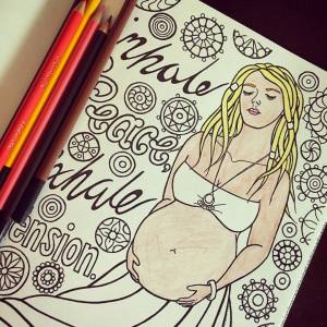 Bringing Baby Earthside coloring book by The Art of Birth, illustrated by Trinity Natay, colored by thrivingwives